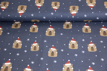 Canvas mit Bären, Weihnachten, dunkelblau, Fräulein von Julie, FVJ-3143, 0,5 m